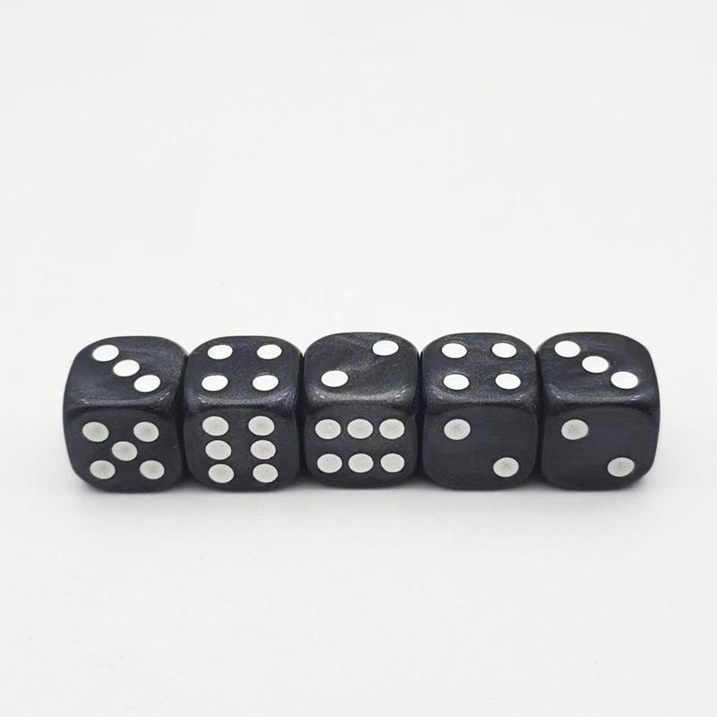 Factory Custom Black Resin 16mm Casino Dice Square D6 Sided With Round Corner And White Dot For Casino Funny Games