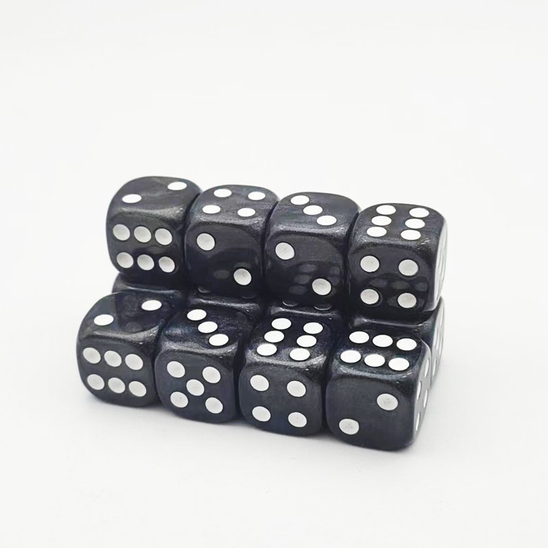 Factory Custom Black Resin 16mm Casino Dice Square D6 Sided With Round Corner And White Dot For Casino Funny Games