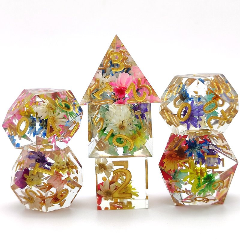DND Polyhedral Dice RPG Resin Dice set Sharp Edge Dice for Role Playing Game