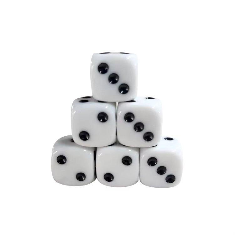 wholesale custom Acrylic dice D6 Rounded edges Right Angle 6 Sided white 19mm Dice board games
