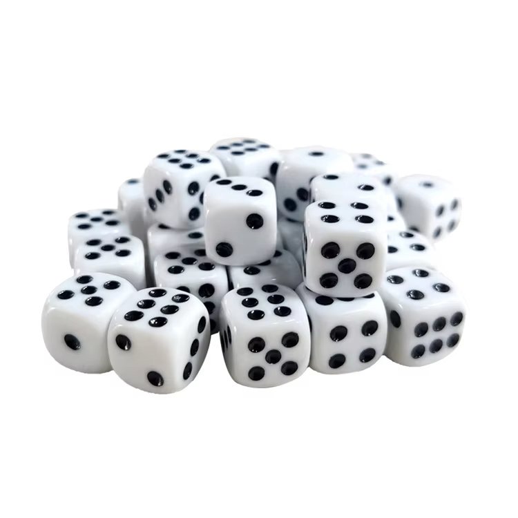 wholesale custom Acrylic dice D6 Rounded edges Right Angle 6 Sided white 19mm Dice board games