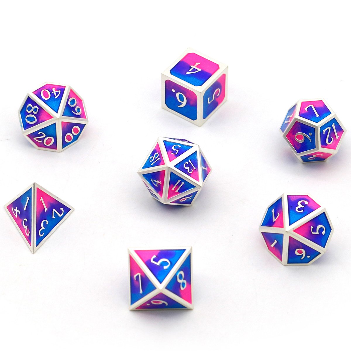 Factory wholesale Camouflage Red Blue Green D4 D6 D8 D10 D12 D20 D% Dnd Metal Dice Set Custom RPG Dice Polyhedra Gaming Dice