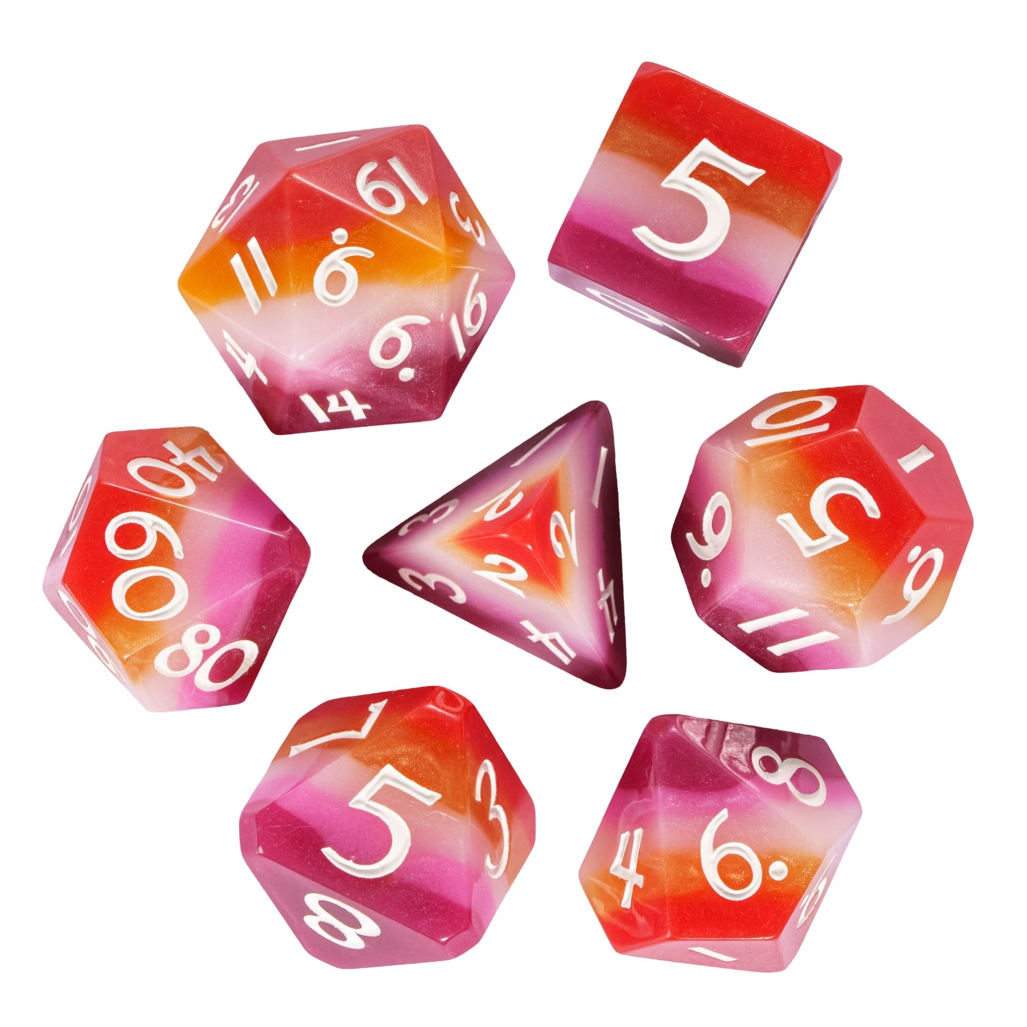 Udixi Plastic RPG Polyhedral Dungeons and Dragons d&d Resin multi-layer Dice Set PRIDE FLAGS