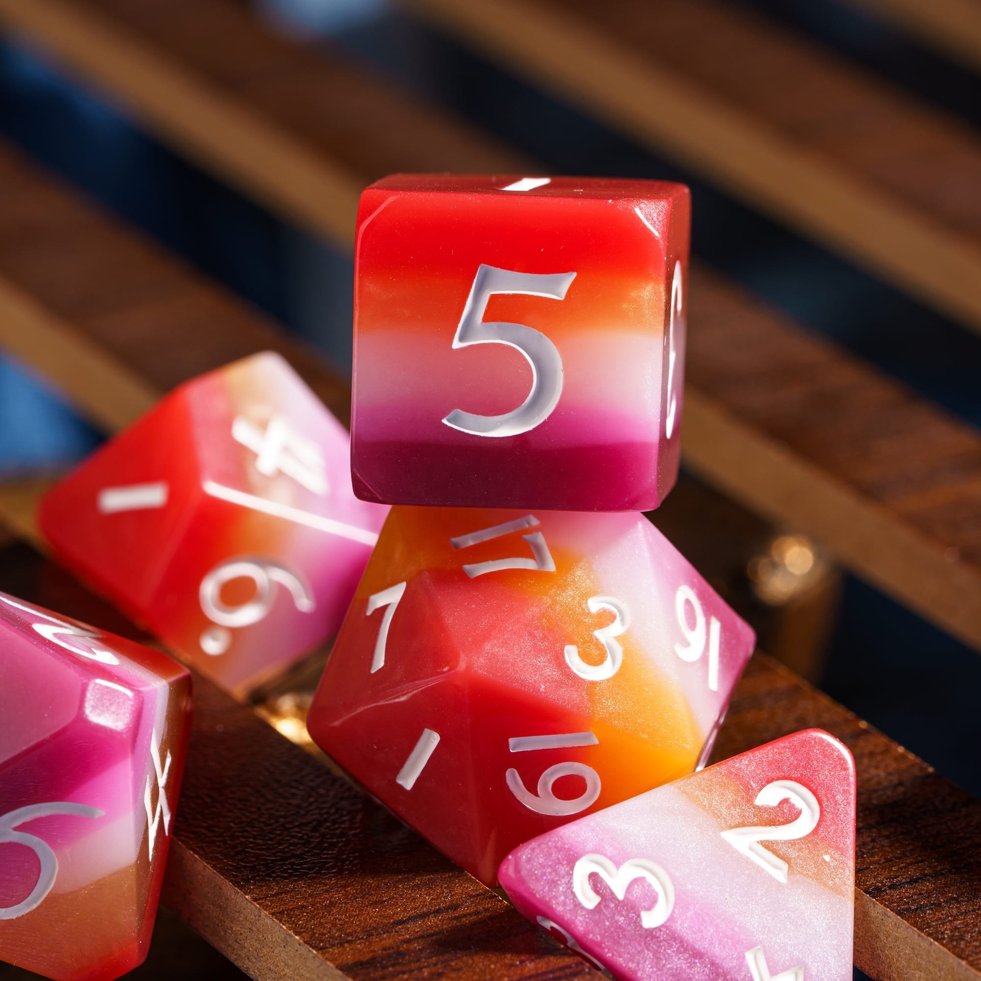 Udixi Plastic RPG Polyhedral Dungeons and Dragons d&d Resin multi-layer Dice Set PRIDE FLAGS