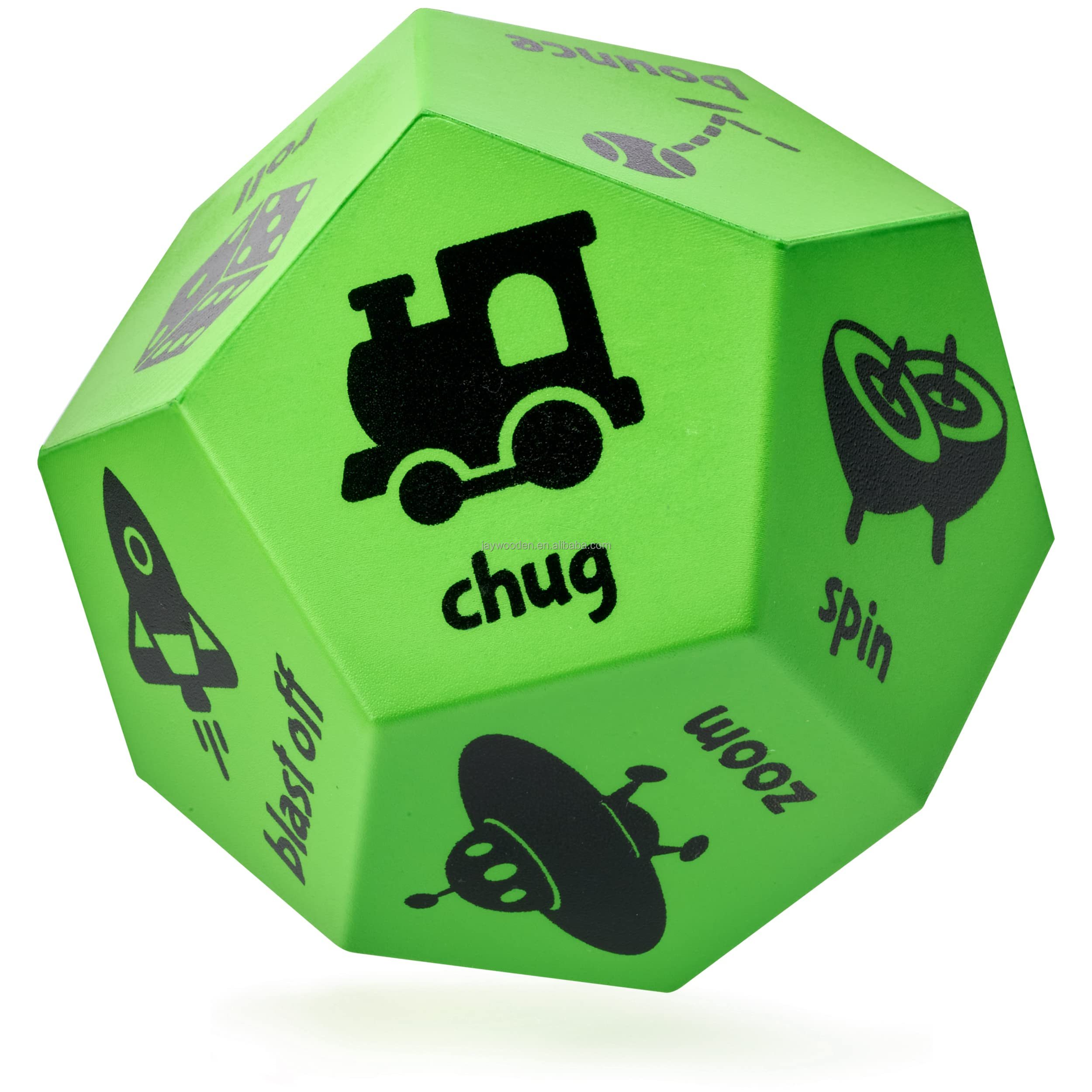 High Quality Custom Logo 12-Sided Dodecahedron PU Anti-Stress Foam Fitness Exercise Sport Toy Dice