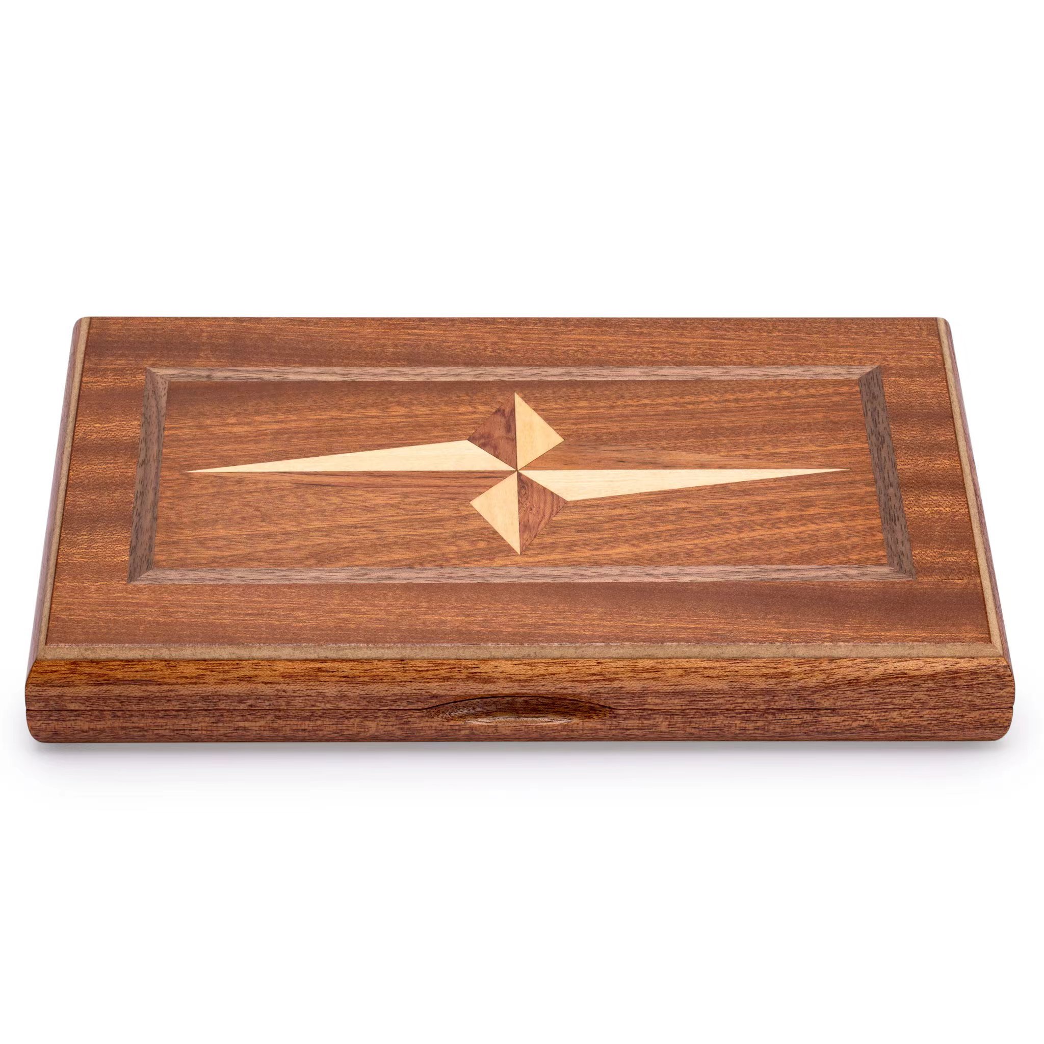 Classic Wood Backgammon Board Game Set Inlay Star Board Game Pieces with dice and wooden pieces