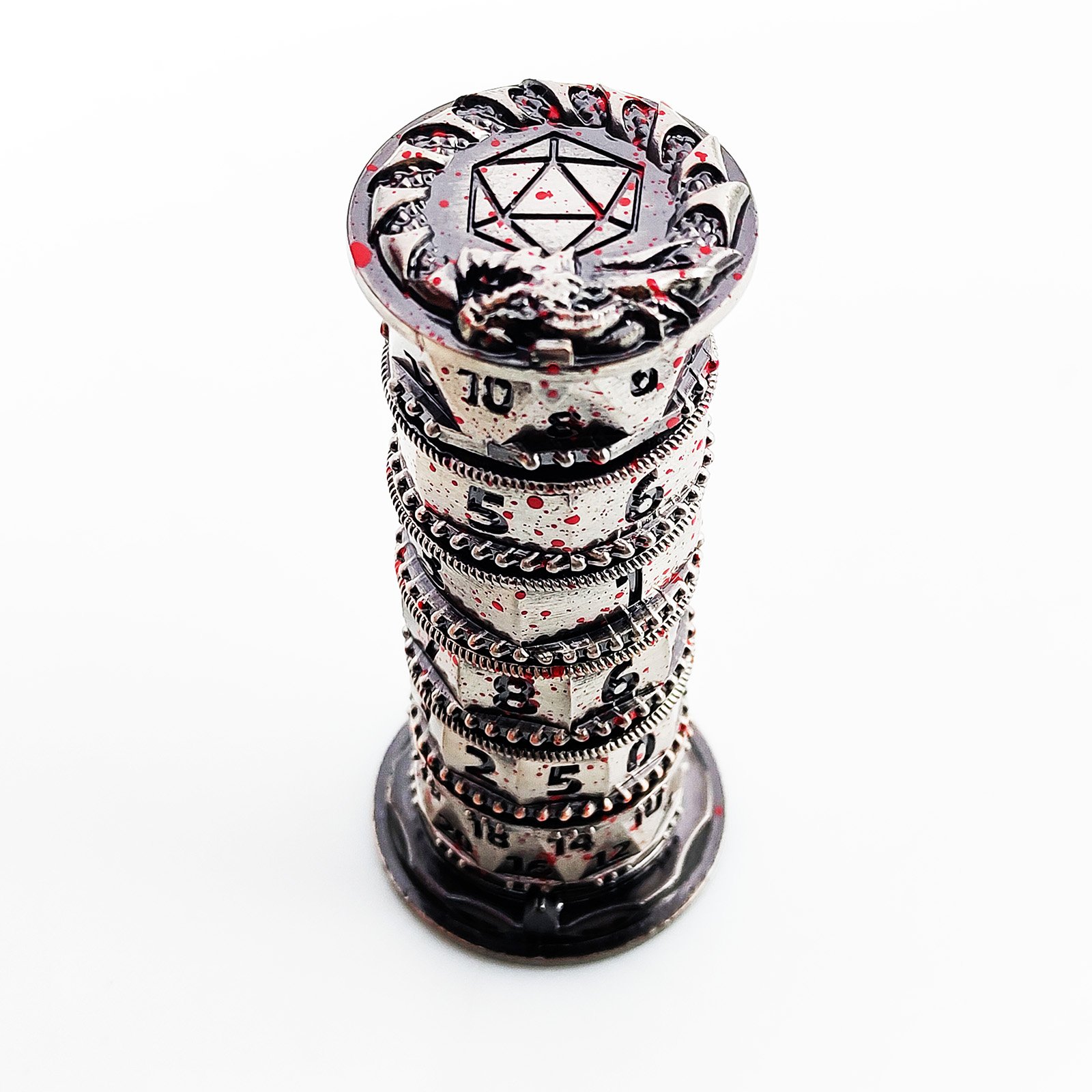 New Polyhedral Dragon DND Dice Metal Tower Revolving TRPG Role-Playing Table Game Acrylic Resin Board Game Accessories