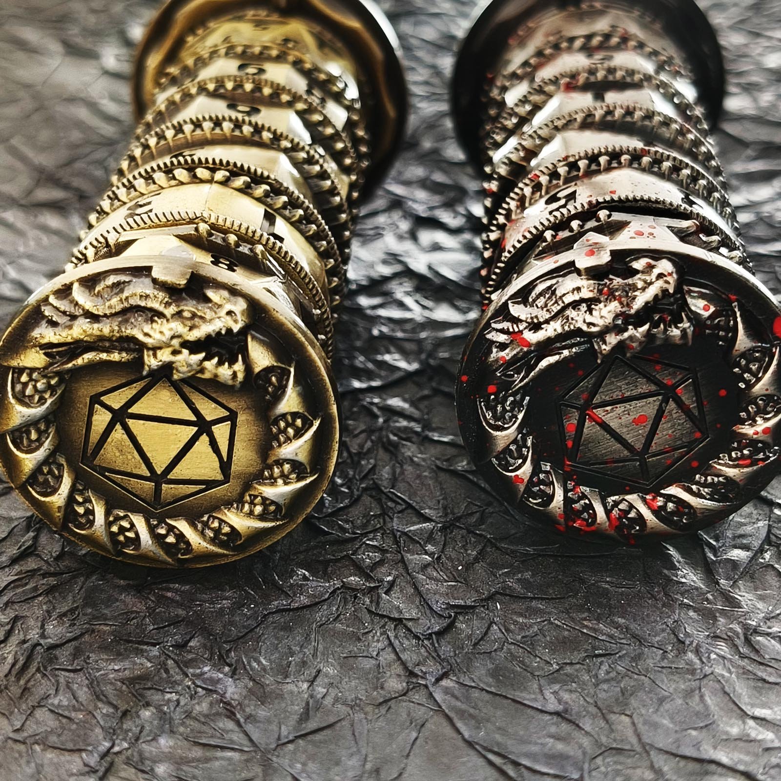 New Polyhedral Dragon DND Dice Metal Tower Revolving TRPG Role-Playing Table Game Acrylic Resin Board Game Accessories