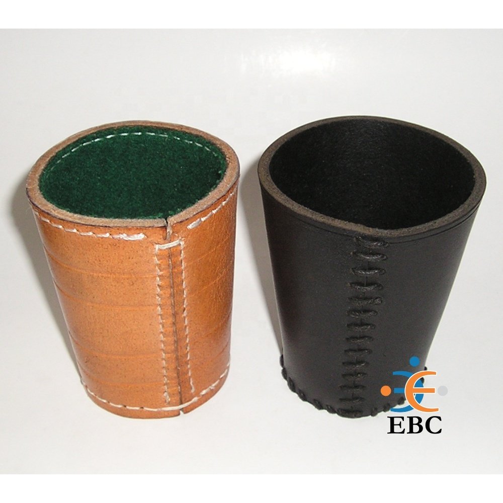 Premium Leather Dice Cup Brown Black with Custom Logo Professional Game Quiet Shaker Set Felt Lining Sizes