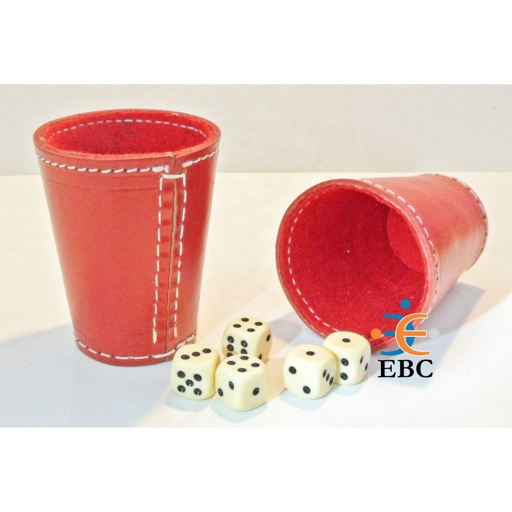 Premium Leather Dice Cup Brown Black with Custom Logo Professional Game Quiet Shaker Set Felt Lining Sizes