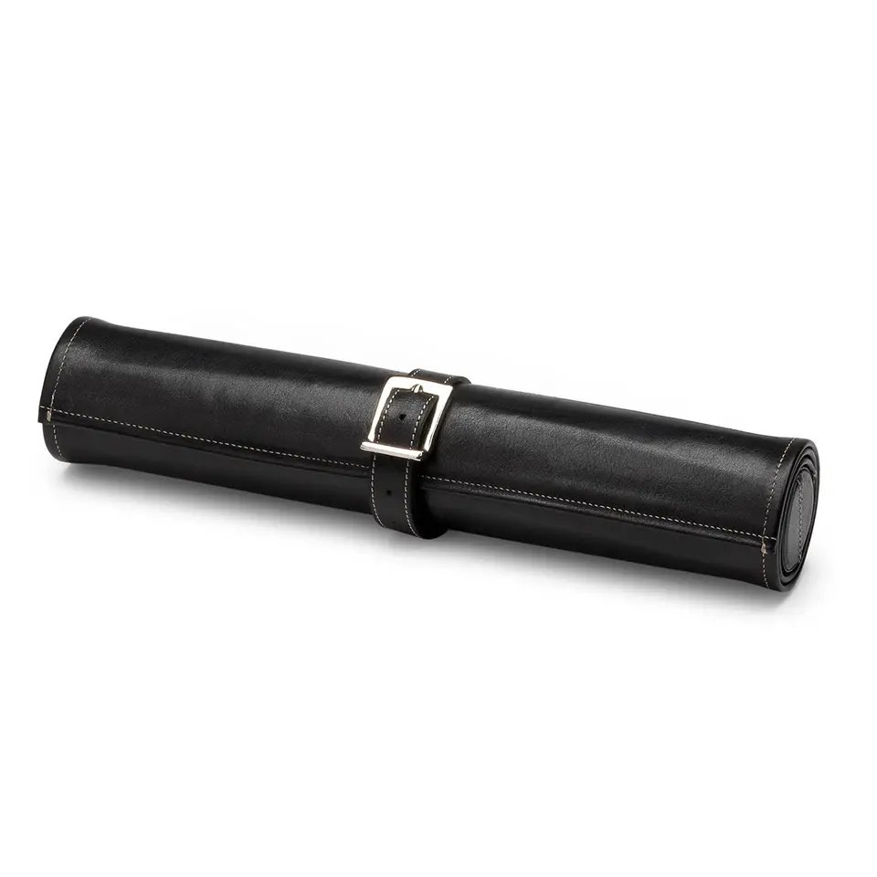 Custom Luxury Quality Genuine Leather Backgammon Roll Up Travel Portable Backgammon Set With Two Dice Cup