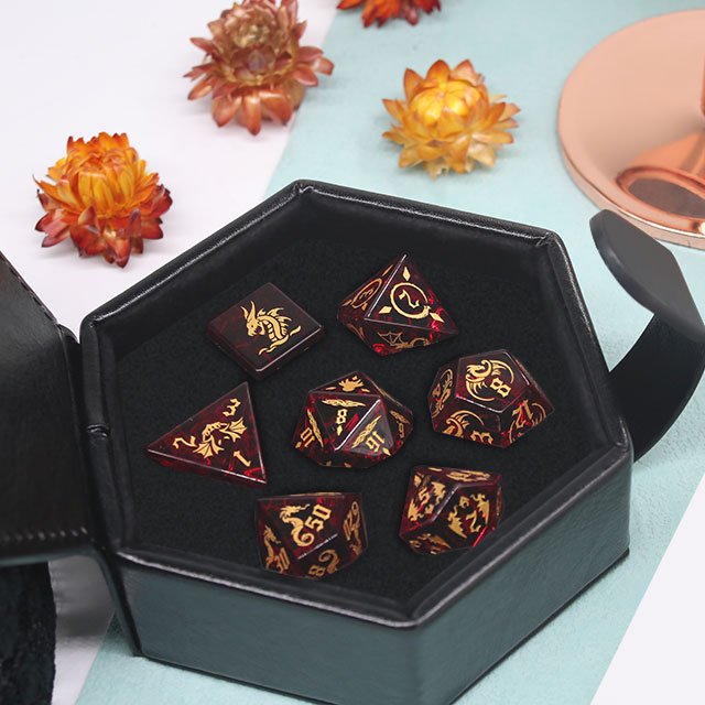factory wholesale HOT-SELLING Ruby zircon glass crystal dice set for dungeons and dragons RPG