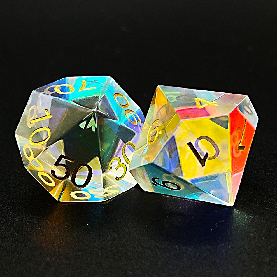PURE Prismatic Dichroic Gemstone Glass DnD Dice Set for Dungeons and Dragons Role Playing Games MTG Wedding Favors GM Gift