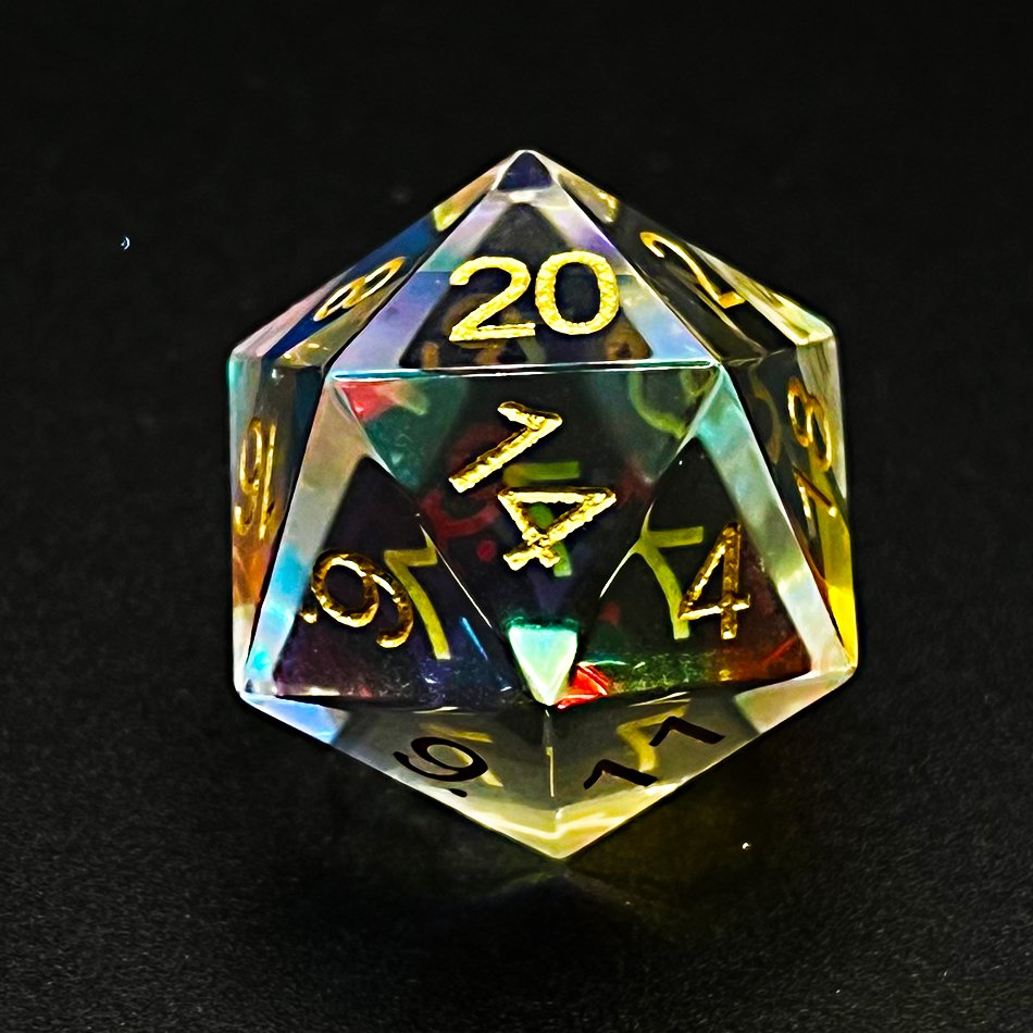 PURE Prismatic Dichroic Gemstone Glass DnD Dice Set for Dungeons and Dragons Role Playing Games MTG Wedding Favors GM Gift