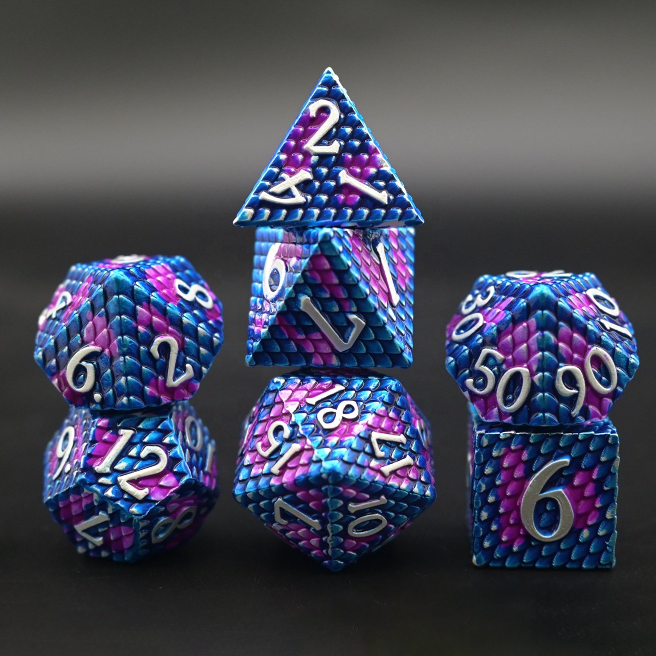 Hot Sale Exquisite Dragon Scale 7PCS Dungeons and Dragons Metal Dice Set for DND Game