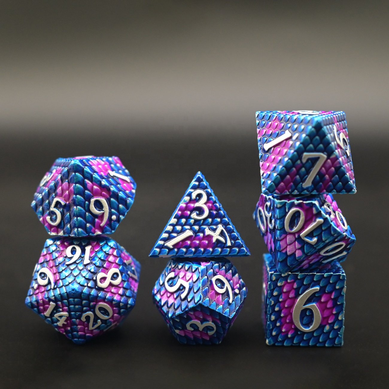 Hot Sale Exquisite Dragon Scale 7PCS Dungeons and Dragons Metal Dice Set for DND Game