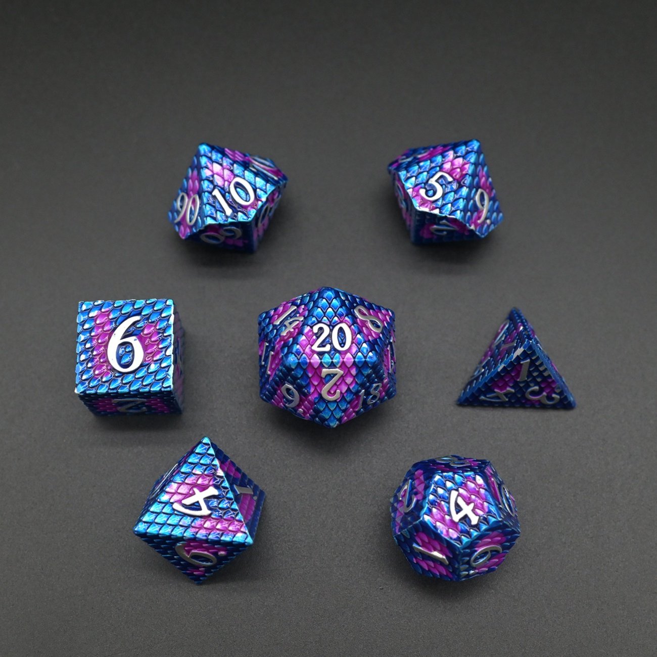 Hot Sale Exquisite Dragon Scale 7PCS Dungeons and Dragons Metal Dice Set for DND Game