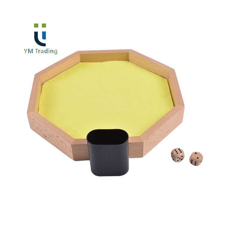 Dice Tray Custom Octagonal Wooden Dice Rolling Tray With Dice Cup A Convenient Toy To Carry Indoors And Outdoors
