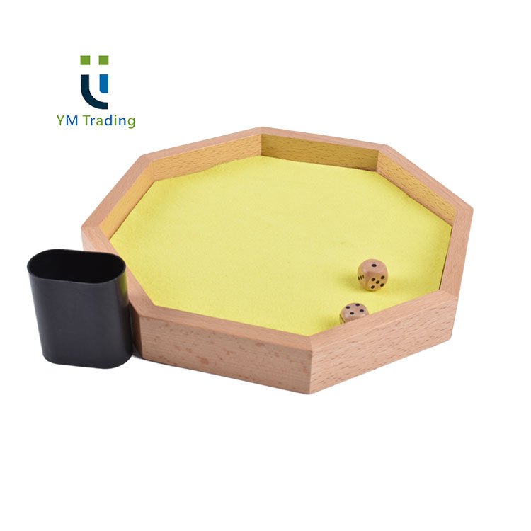 Dice Tray Custom Octagonal Wooden Dice Rolling Tray With Dice Cup A Convenient Toy To Carry Indoors And Outdoors