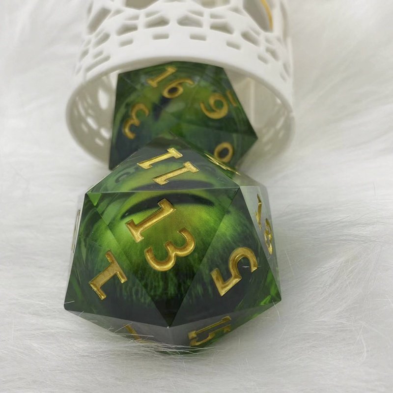 Liquid Core Dice D20 Sharp Edge Polyhedron Resin Dice for D&D Dungeons & Dragons for Table Game Dice