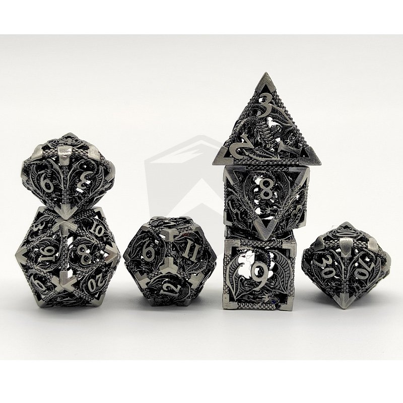 7 Pieces Metal DND Dice Set Hollow Polyhedral Dice D20 D12 D10 D% D8 D6 D4 Dice For Dungeons & Dragons RPG Board Games