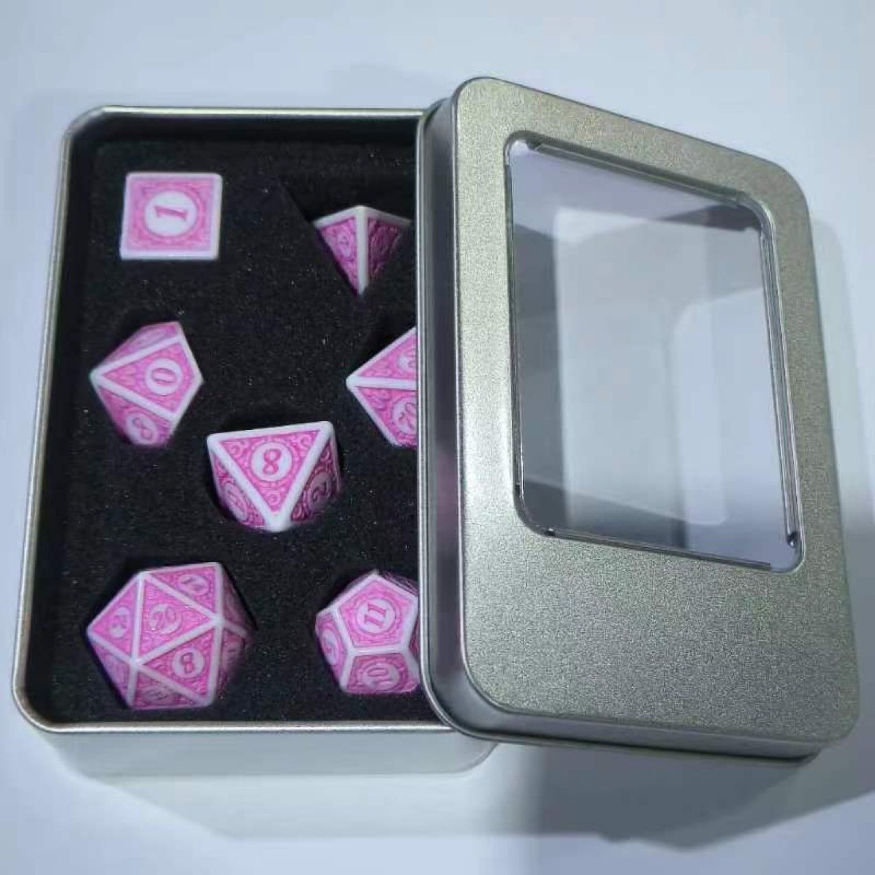 Rgp TTRPG Dnd Board Games D4 D6 D8 D10 D10 D12 D20 Resin Acrylic Metal Custom dnd dice set metal dice box