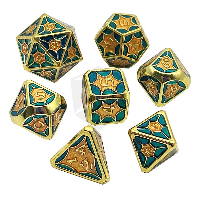 Custom Double Polyhedral Dice Set DND Metal Dice Roll RPG Board Role Playing Game 7 Pcs Metal Dice