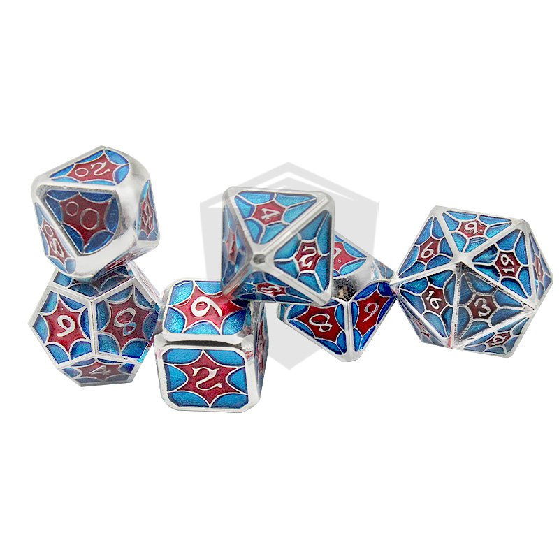 Custom Double Polyhedral Dice Set DND Metal Dice Roll RPG Board Role Playing Game 7 Pcs Metal Dice
