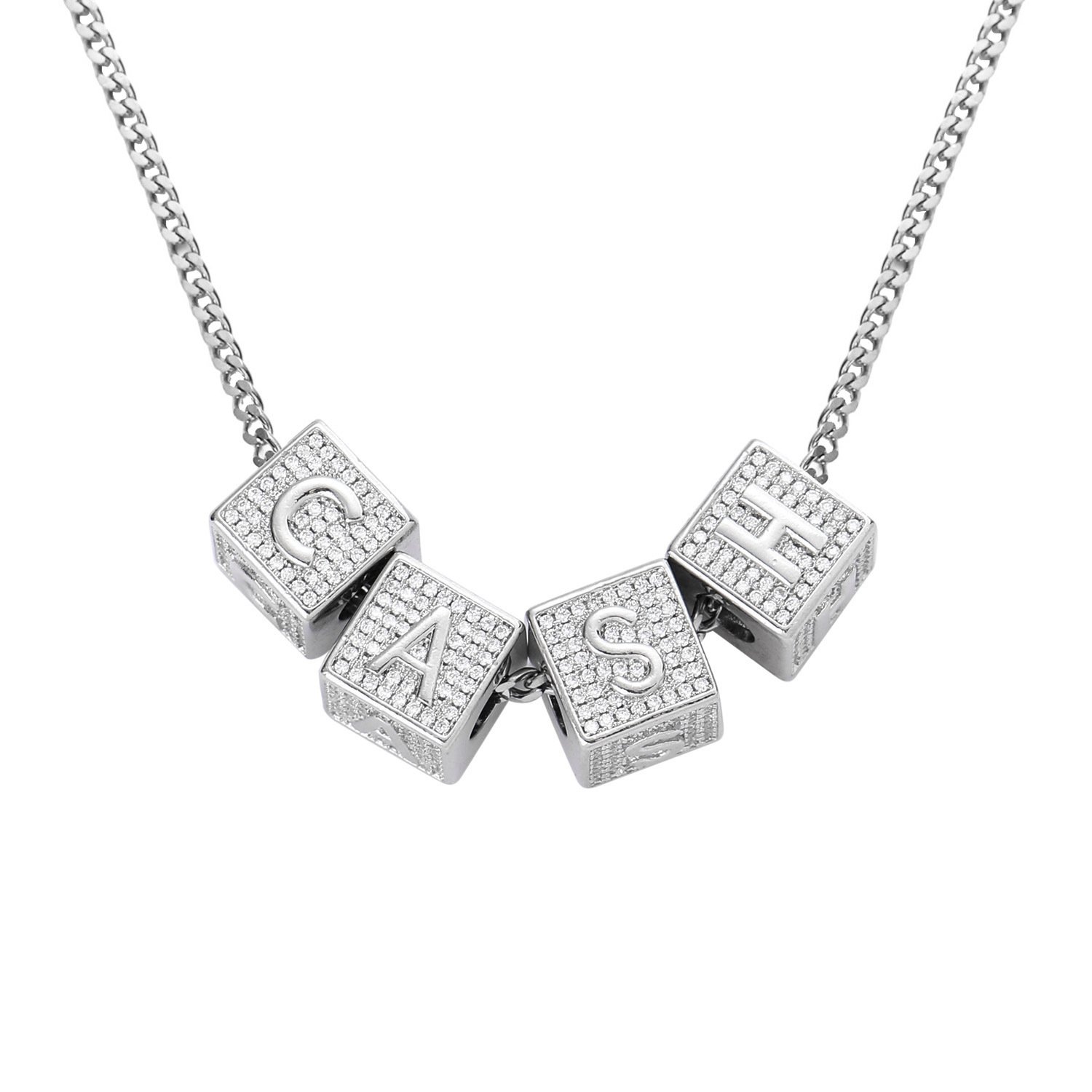 Newest Custom Hip Hop Iced Out Micro Paved Colorful Zircon Dice Cube 26 English Letter Pendant Necklace For Men Rapper Jewelry