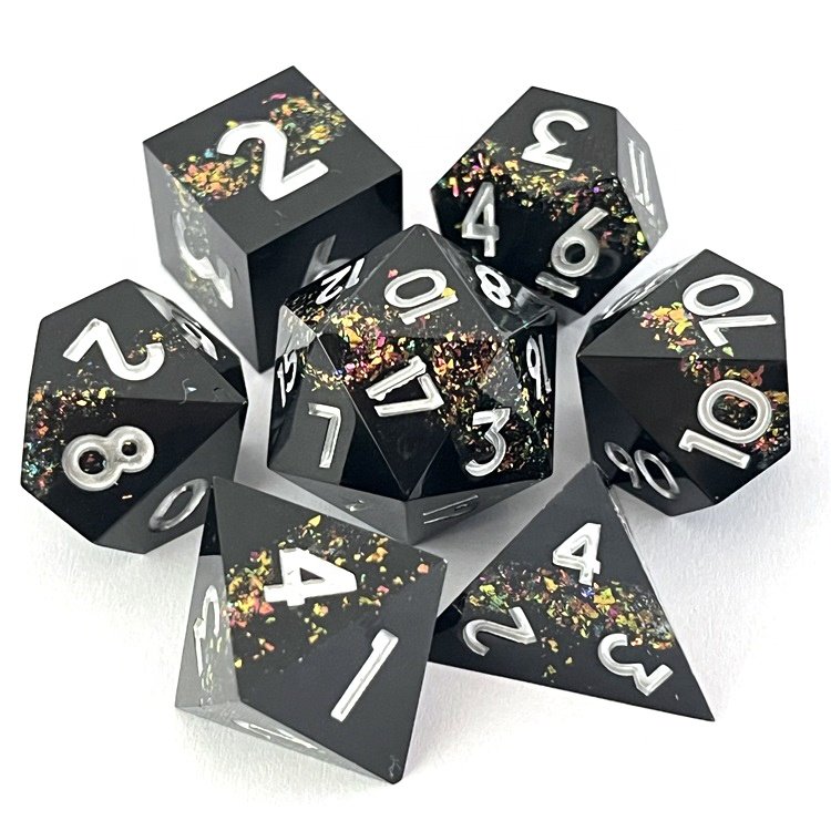 Stripe Black Gold Dungeons and Dragons Dice Custom Design DND Dice for Gambling