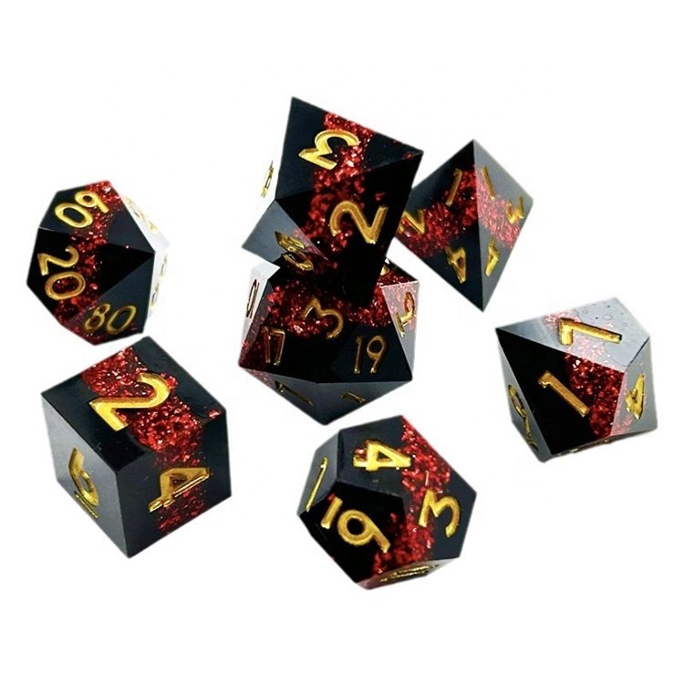 Stripe Black Gold Dungeons and Dragons Dice Custom Design DND Dice for Gambling