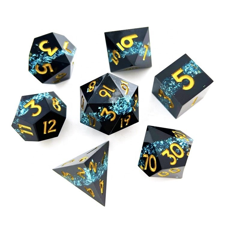 Stripe Black Gold Dungeons and Dragons Dice Custom Design DND Dice for Gambling