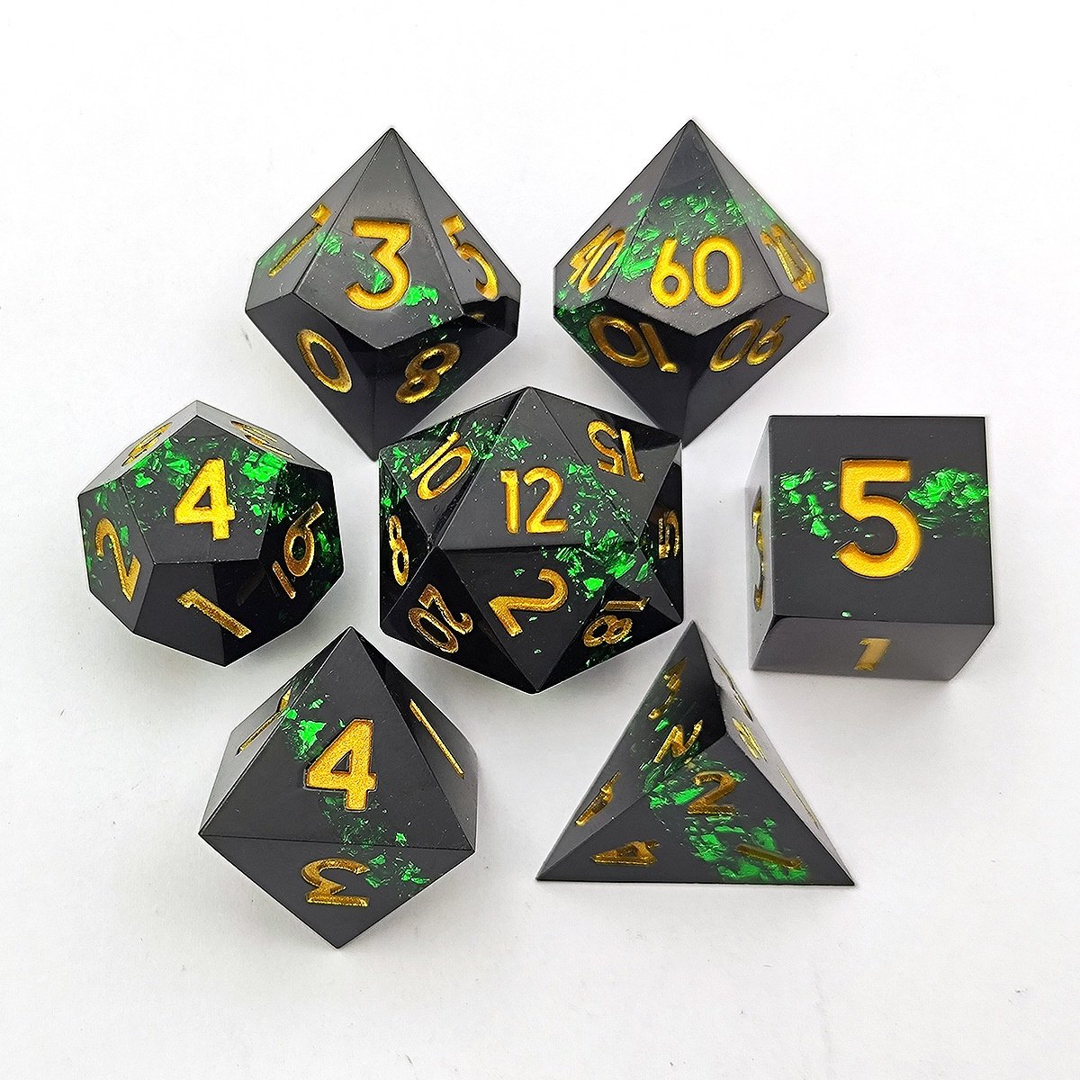 Stripe Black Gold Dungeons and Dragons Dice Custom Design DND Dice for Gambling