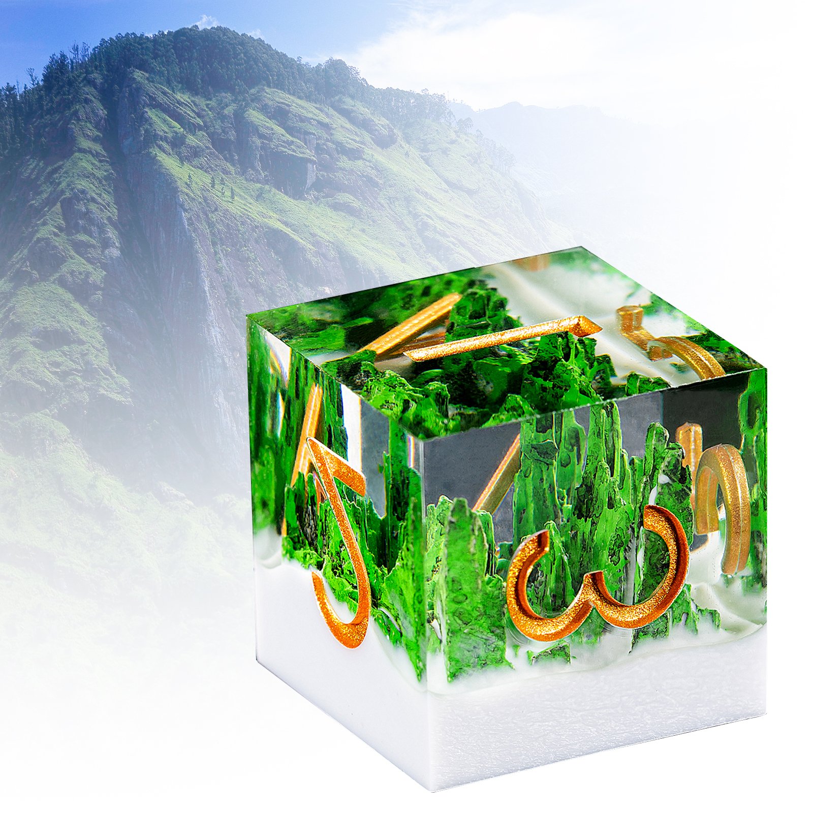 New Premium Design Stone Mountain Inside Fashion Carving Dnd Resin Dice Set In Stock