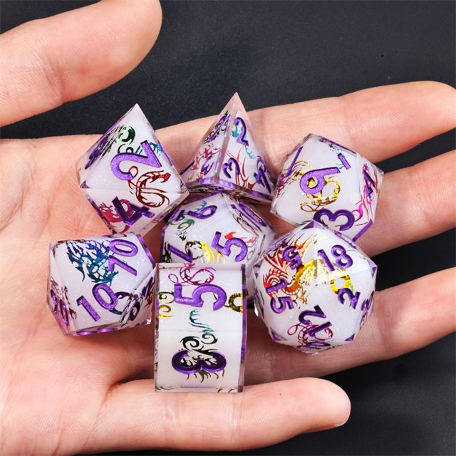Mini Planet Handmade Resin D&D Dice Sharp Edge Polyhedral D6 D8 D10 D12 D% D20 for Dungeons and Dragons Board Games