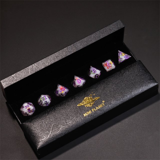 Mini Planet Handmade Resin D&D Dice Sharp Edge Polyhedral D6 D8 D10 D12 D% D20 for Dungeons and Dragons Board Games