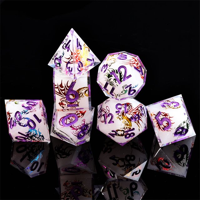 Mini Planet Handmade Resin D&D Dice Sharp Edge Polyhedral D6 D8 D10 D12 D% D20 for Dungeons and Dragons Board Games