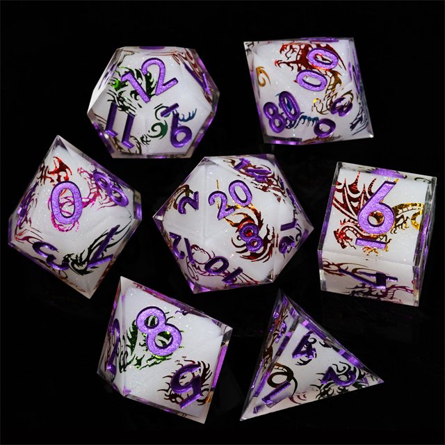 Mini Planet Handmade Resin D&D Dice Sharp Edge Polyhedral D6 D8 D10 D12 D% D20 for Dungeons and Dragons Board Games