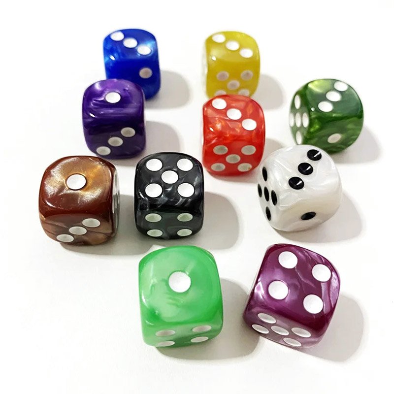 Customized Printed Plastic Resin Acrylic Dice Square Corners Multi Double-Colors 16Mm D6 Dice