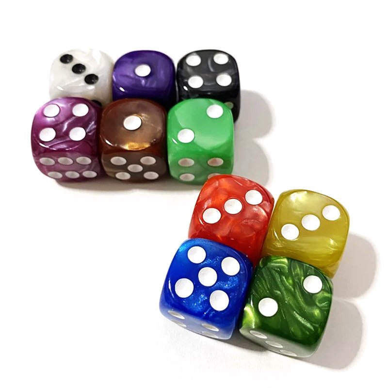 Customized Printed Plastic Resin Acrylic Dice Square Corners Multi Double-Colors 16Mm D6 Dice