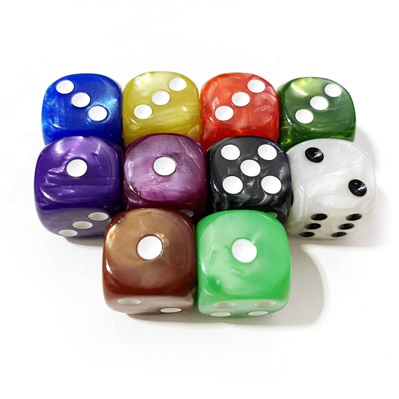 Customized Printed Plastic Resin Acrylic Dice Square Corners Multi Double-Colors 16Mm D6 Dice
