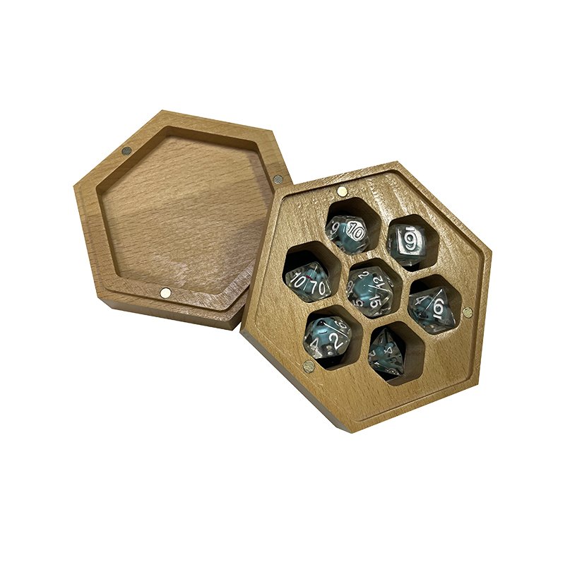Custom Wholesale Resin Dice Gift Boxes Wooden Magnetic Dice Box Dnd Rpg Metal Dice Wood Packaging Boxes