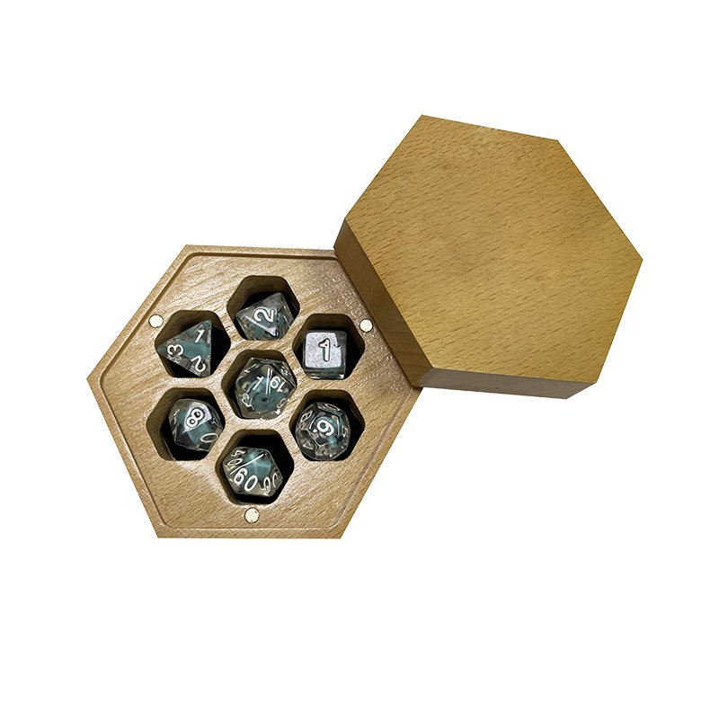 Custom Wholesale Resin Dice Gift Boxes Wooden Magnetic Dice Box Dnd Rpg Metal Dice Wood Packaging Boxes
