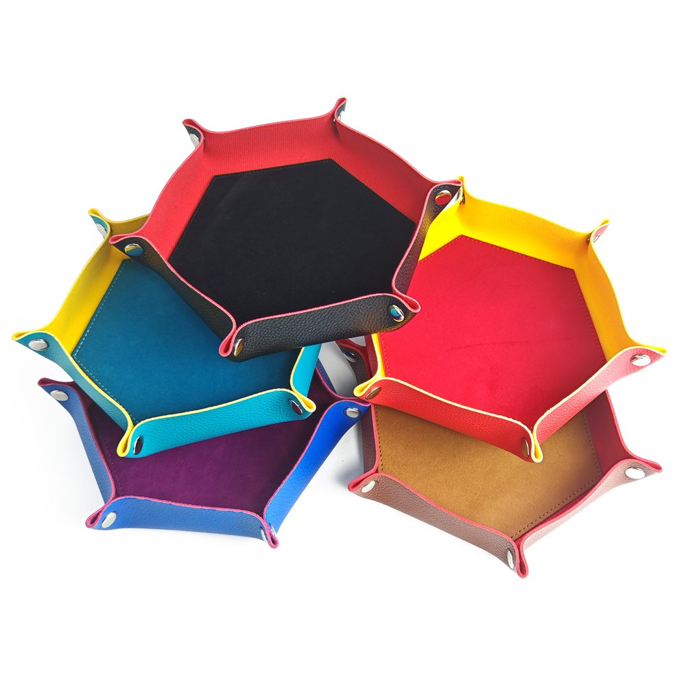 Multicolor Custom Logo PU Leather Jewelry Folding Storage Case Dice Tray Cup Foldable Velvet DND RPG Dice Tray