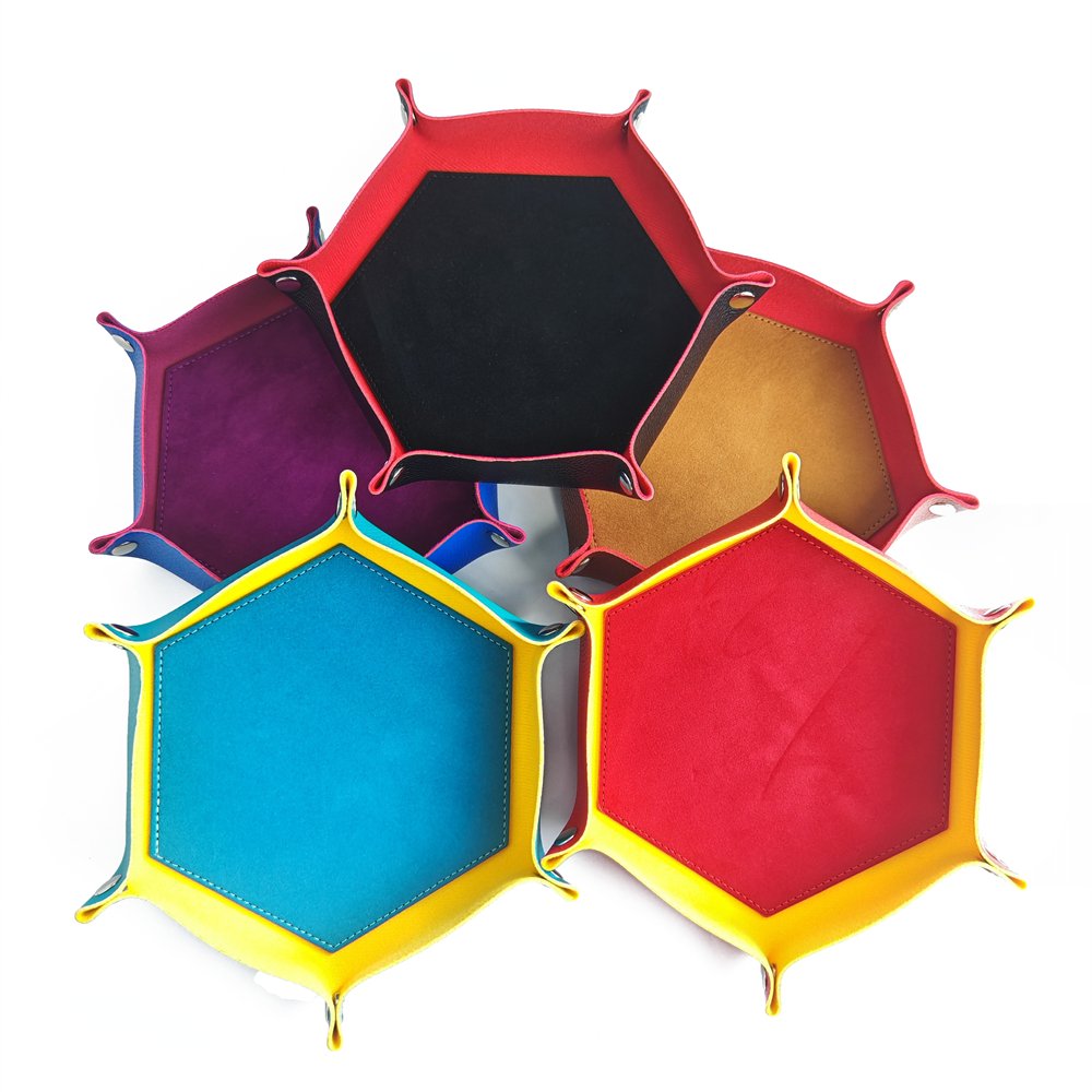 Multicolor Custom Logo PU Leather Jewelry Folding Storage Case Dice Tray Cup Foldable Velvet DND RPG Dice Tray