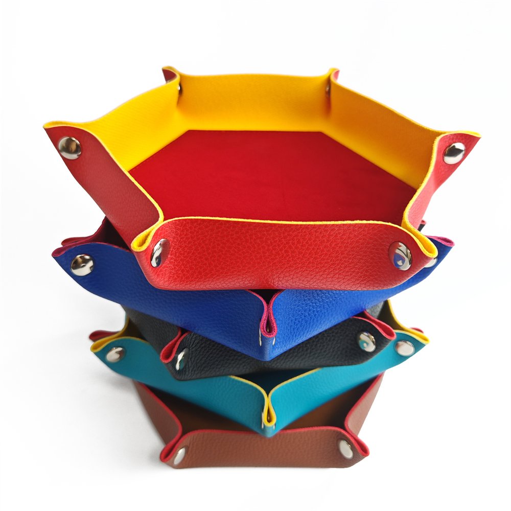 Multicolor Custom Logo PU Leather Jewelry Folding Storage Case Dice Tray Cup Foldable Velvet DND RPG Dice Tray