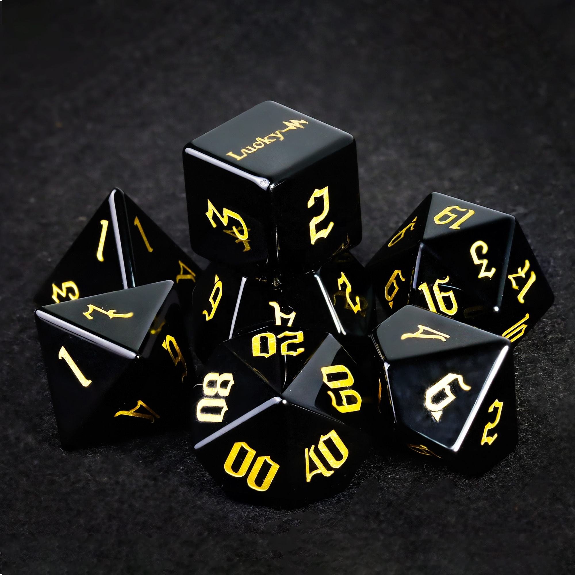 Custom Engraved Multi Bulk Colored 16MM 20MM Polyhedral Gem Stone Gemstone DND Gold Number RPG Obsidian Dice