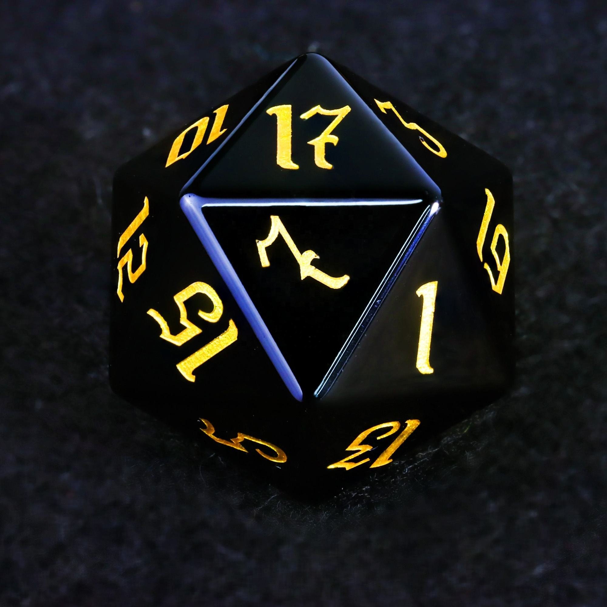 Custom Engraved Multi Bulk Colored 16MM 20MM Polyhedral Gem Stone Gemstone DND Gold Number RPG Obsidian Dice
