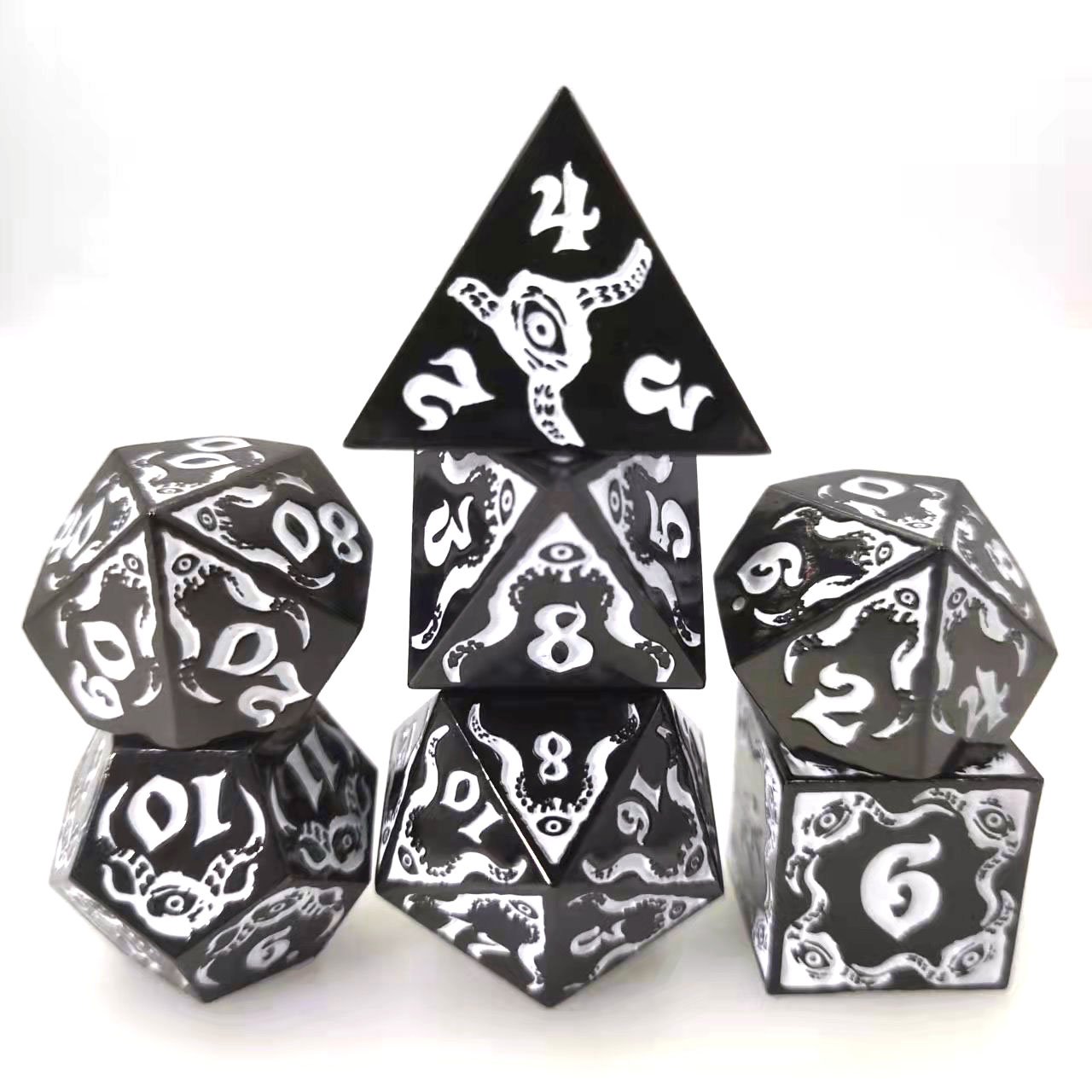 Dnd & Rpg & Mtg Bulk Dice Wholesale Dice Table Game Accessories Custom Polyhedral Metal Dice Set With Numbers