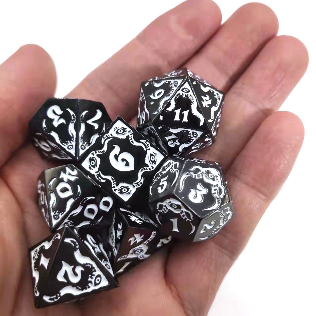 Dnd & Rpg & Mtg Bulk Dice Wholesale Dice Table Game Accessories Custom Polyhedral Metal Dice Set With Numbers